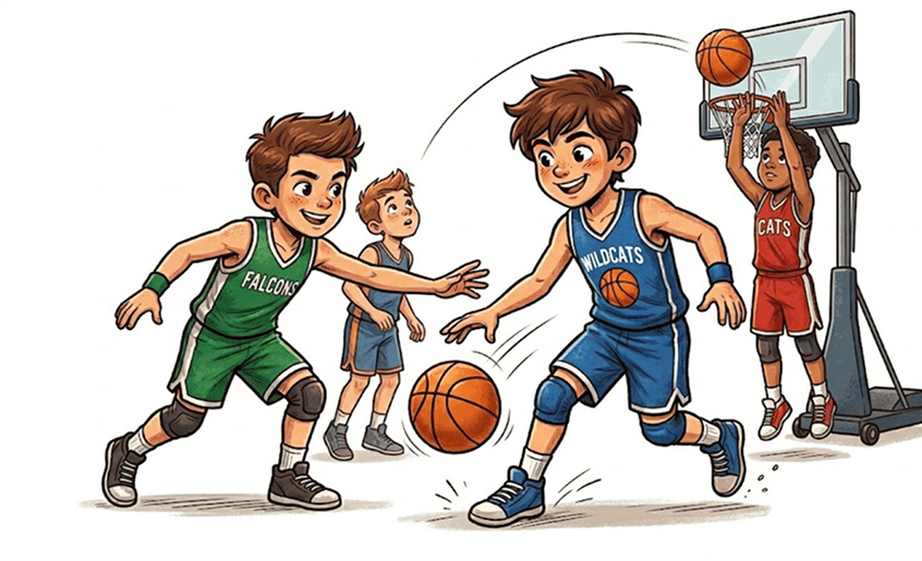 Children playing basketball